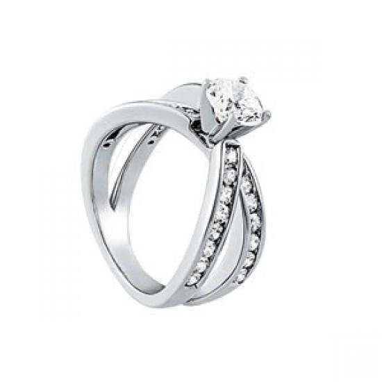 2 Carats Genuine Diamond White Gold Solitaire With Accents Engagement Ring