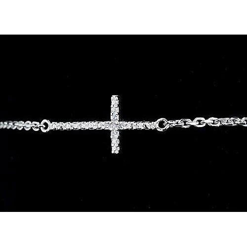 2 Carats Natural Diamond Bracelet Cross Prong Set Women White Gold