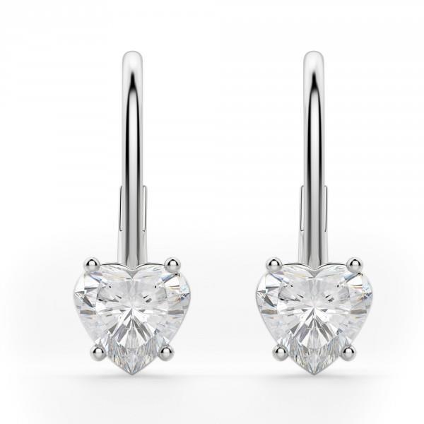2 Carats Prong Set Heart Cut Real Diamond Women Earring Gold Jewelry