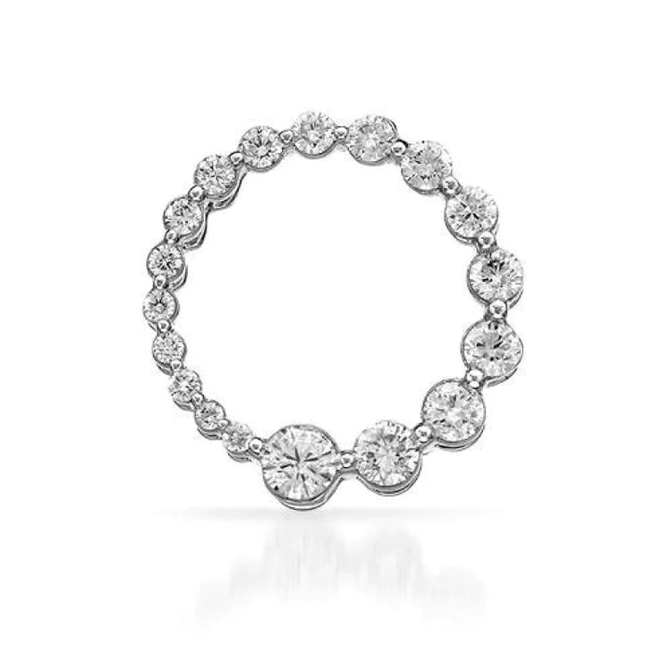 2 Carats Real Diamonds Circle Pendant 14K