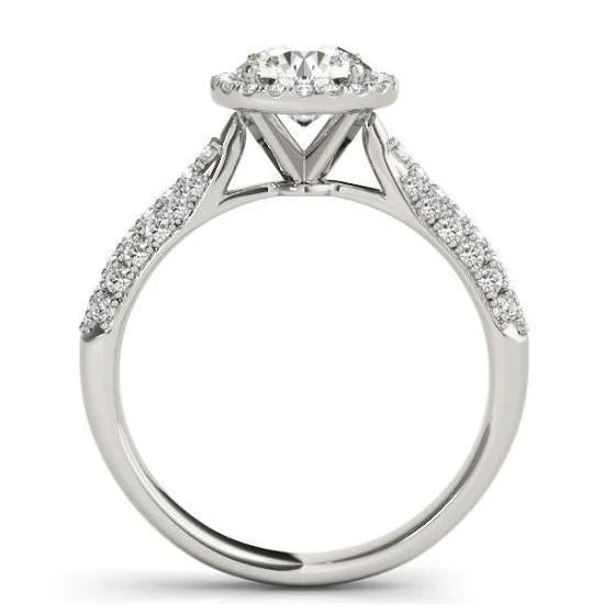 2 Carats Round Brilliant Genuine Diamonds Halo Engagement Ring White Gold