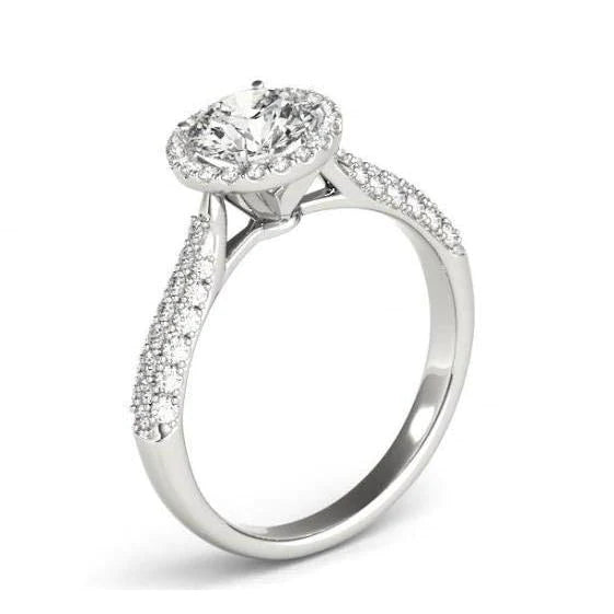 2 Carats Round Brilliant Genuine Diamonds Halo Engagement Ring