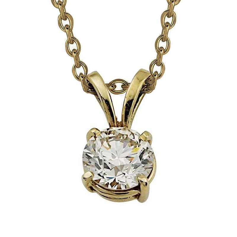 2 Carats Round Genuine Diamond Solitaire Necklace Pendant
