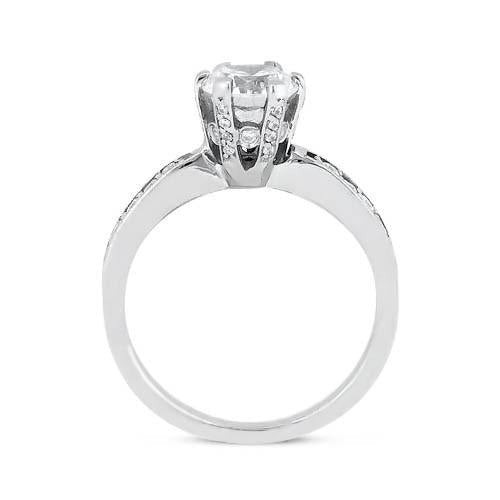 2 Carats Round Real Brilliant Diamond Ring With Accents White Gold 14K