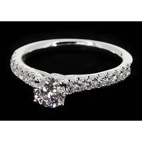 2 Carats Round Real Diamond Engagement Ring With Accents