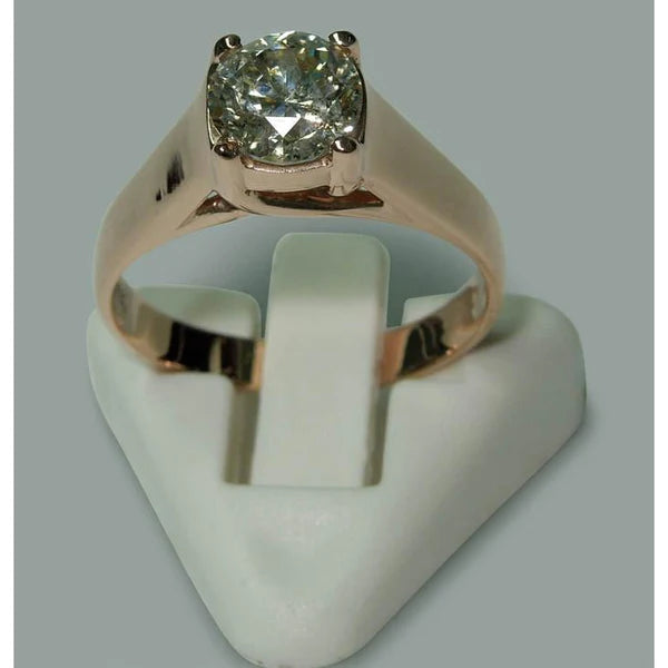 2 Carats Round Real Diamond Solitaire Ring Jewelry New Rose Gold 14K