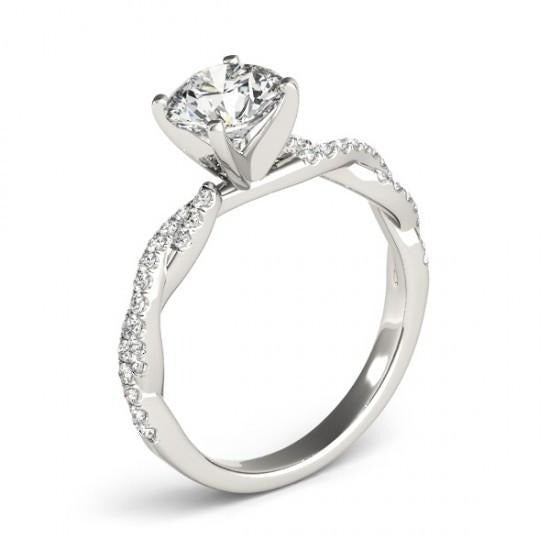 2 Carats Round Real Diamonds Solitaire With Accents Ring Gold White 14K - Solitaire Ring with Accents-harrychadent.ca