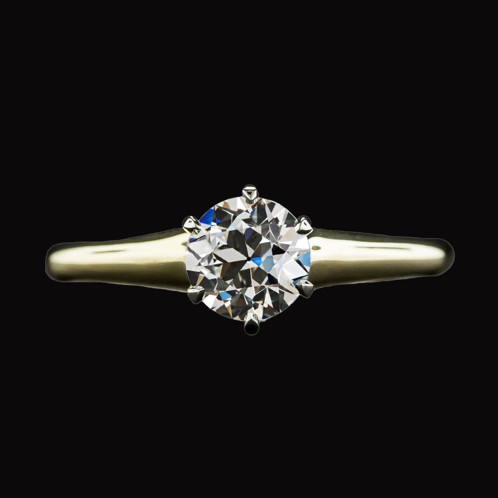 2 Carats Solitaire Ring Old Miner Genuine Diamond Tapered Shank White Gold