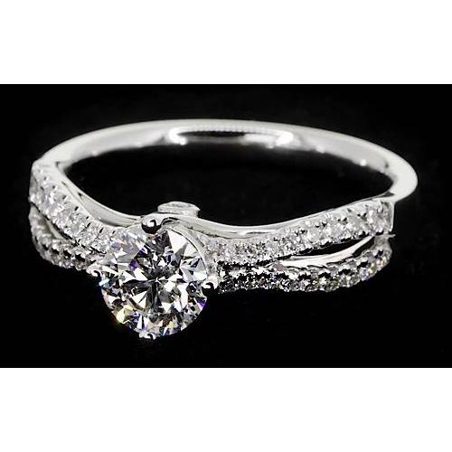 2 Carats Split Shank Engagement Ring Round Natural Diamond 14K