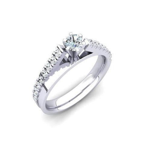 2 Ct Natural Round Cut Diamond Anniversary Ring 14K White Gold
