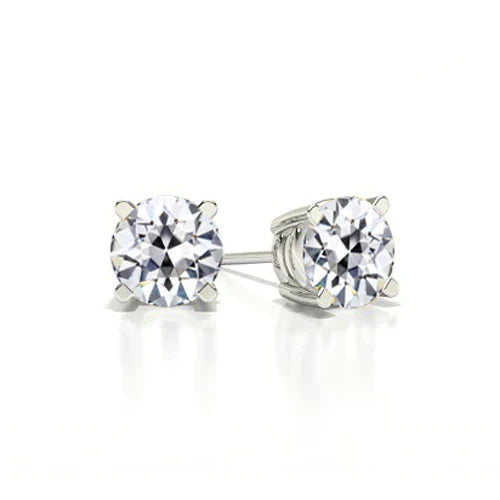 Diamond Old Mine Cut Earrings in 14K White Gold – main view