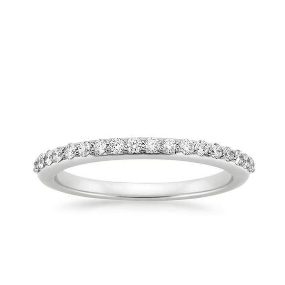 2 Ct Round Brilliant Cut Real Diamond Wedding Band 14K White Gold