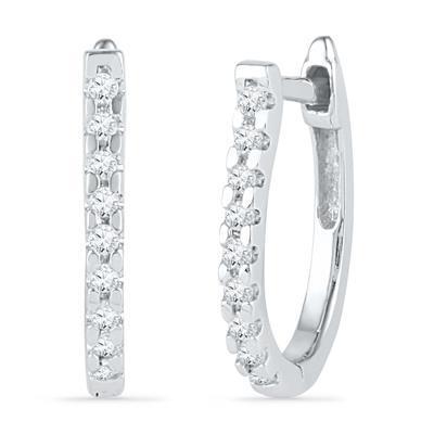 2 Ct Round Cut Genuine Diamonds Hoop Women Earring 14K White Gold