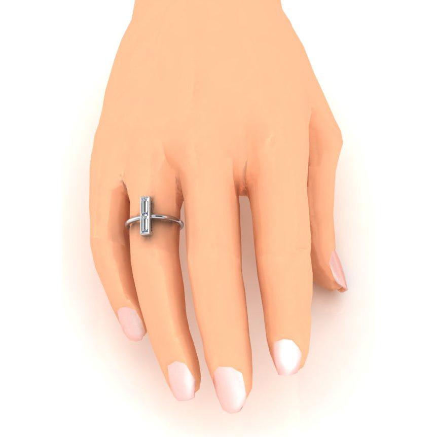 2 Stone Ring 2 carats Natural Diamonds Baguettes