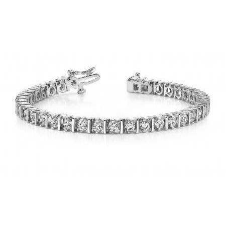 2 Prong Set Round Lab Grown Diamond Tennis Bracelet 7.60 Carats Gold White 14K