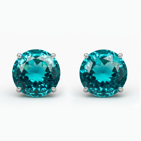 2ct Round Paraiba Earring White Gold