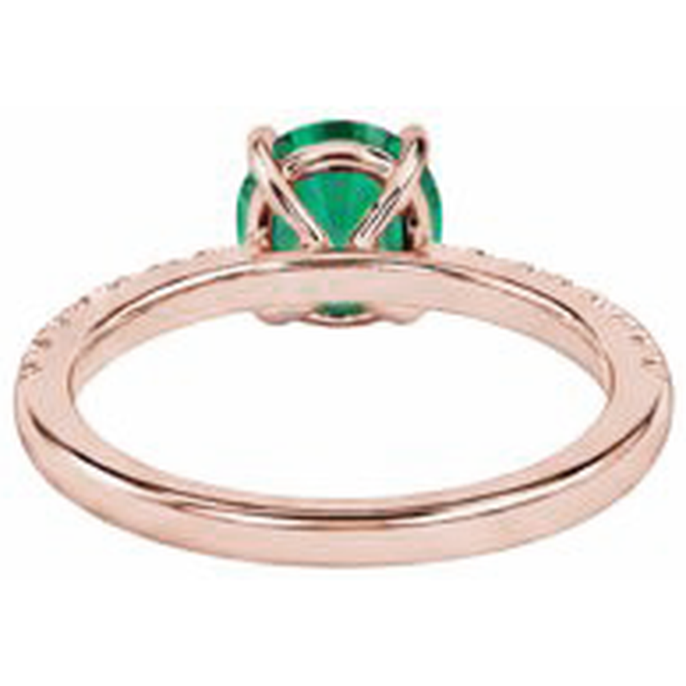 natural round emerald 3.25ct ring with diamond accents
