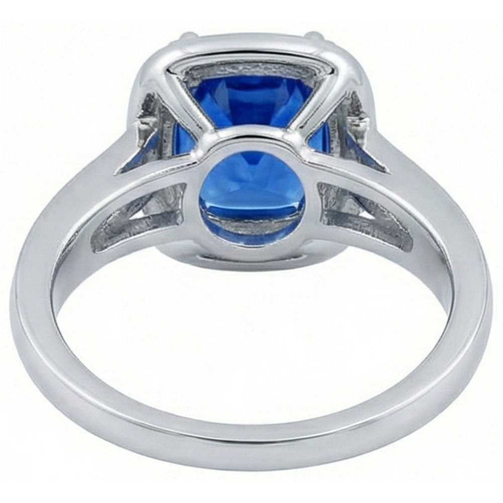 natural round sapphire 3.35ct ring profile view