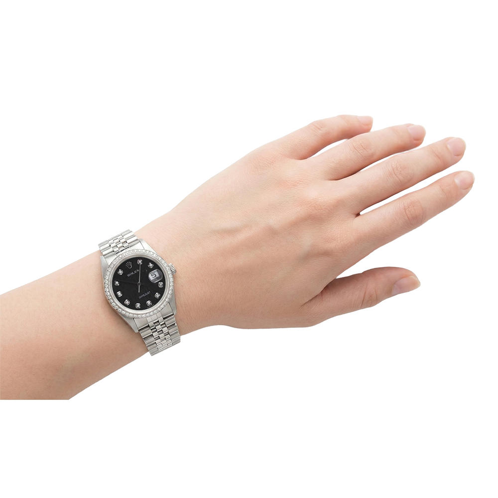 3.5 Ct Custom Diamond Dial Bezel Concealed Clasp Datejust Rolex Men Watch Ss & Gold