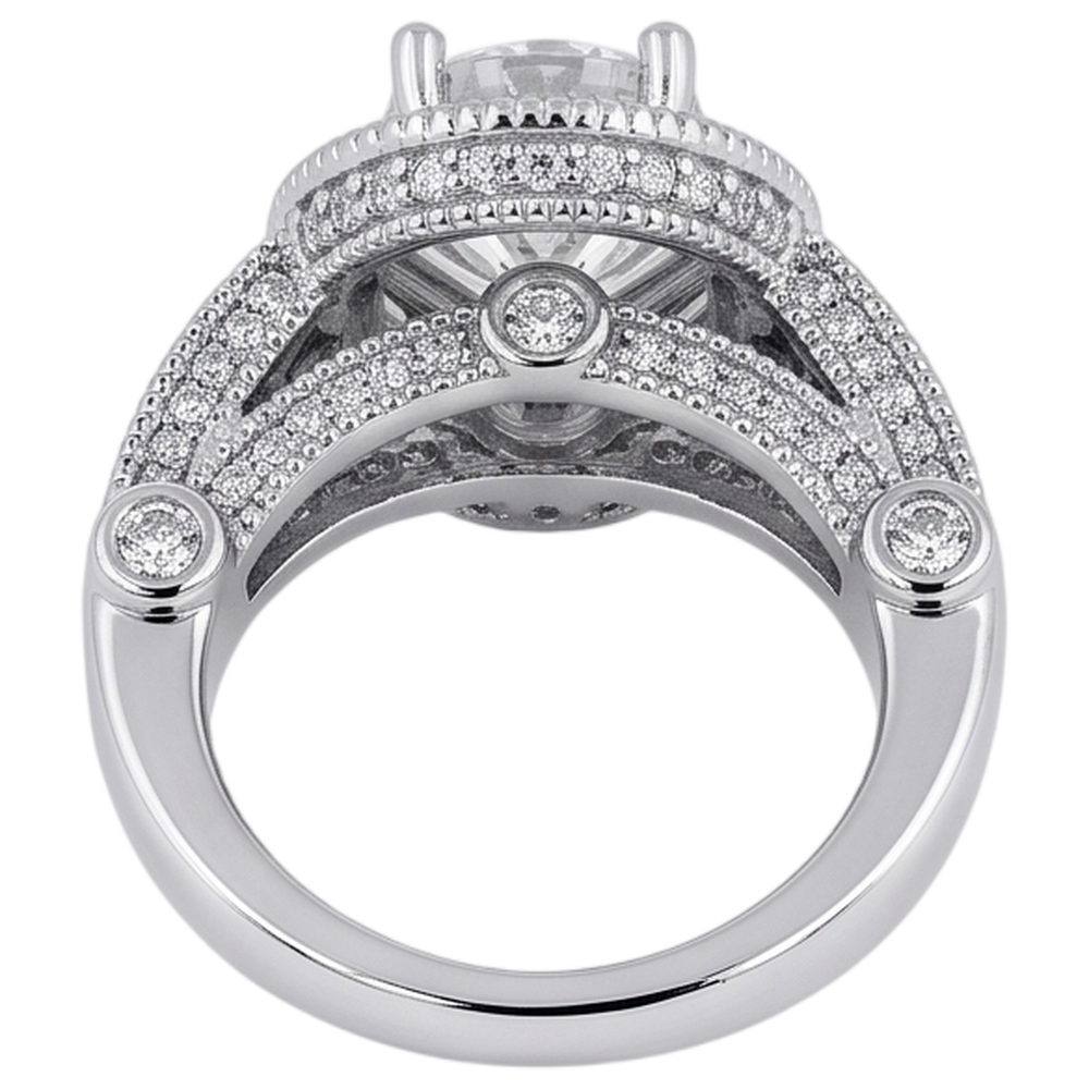 3.50 Carat Genuine Natural Earth Mined Diamond ( Not Lab Grown ) Engagement Ring Luxurious Antique White Gold 14K