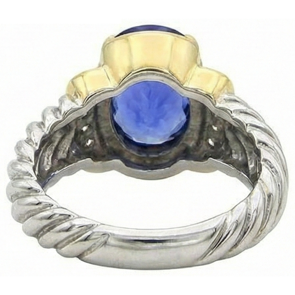 natural round tanzanite 3.50ct ring with diamond accents