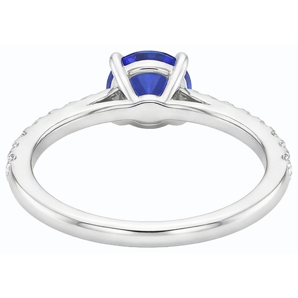 natural round sapphire 3.50ct ring profile view