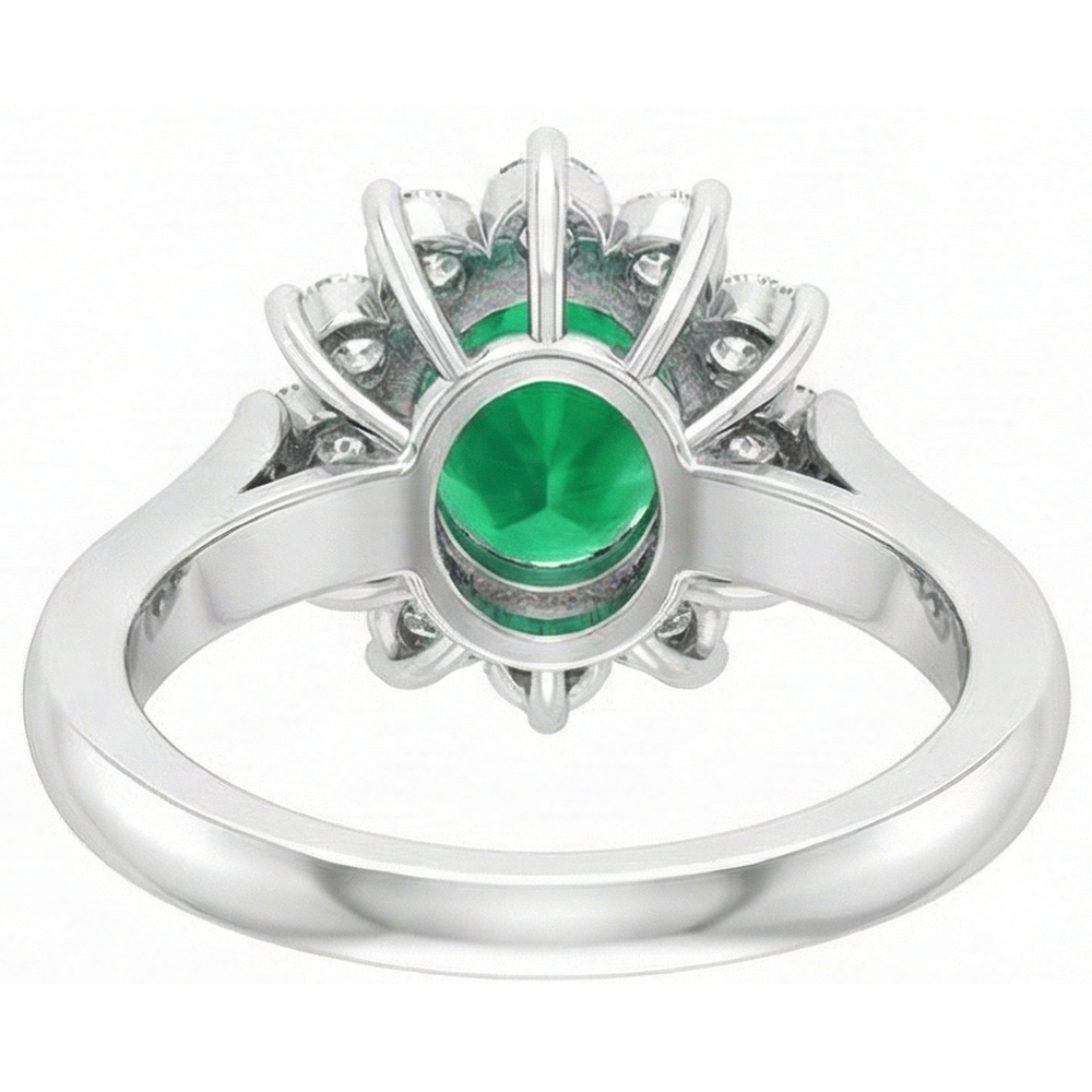 natural round emerald 3.50ct ring close up detail