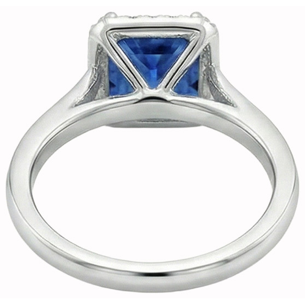 3.50 Ct Princess And Round Sri Lanka Sapphire Natural Earth Mined Diamond ( Not Lab Grown ) Ring White Gold