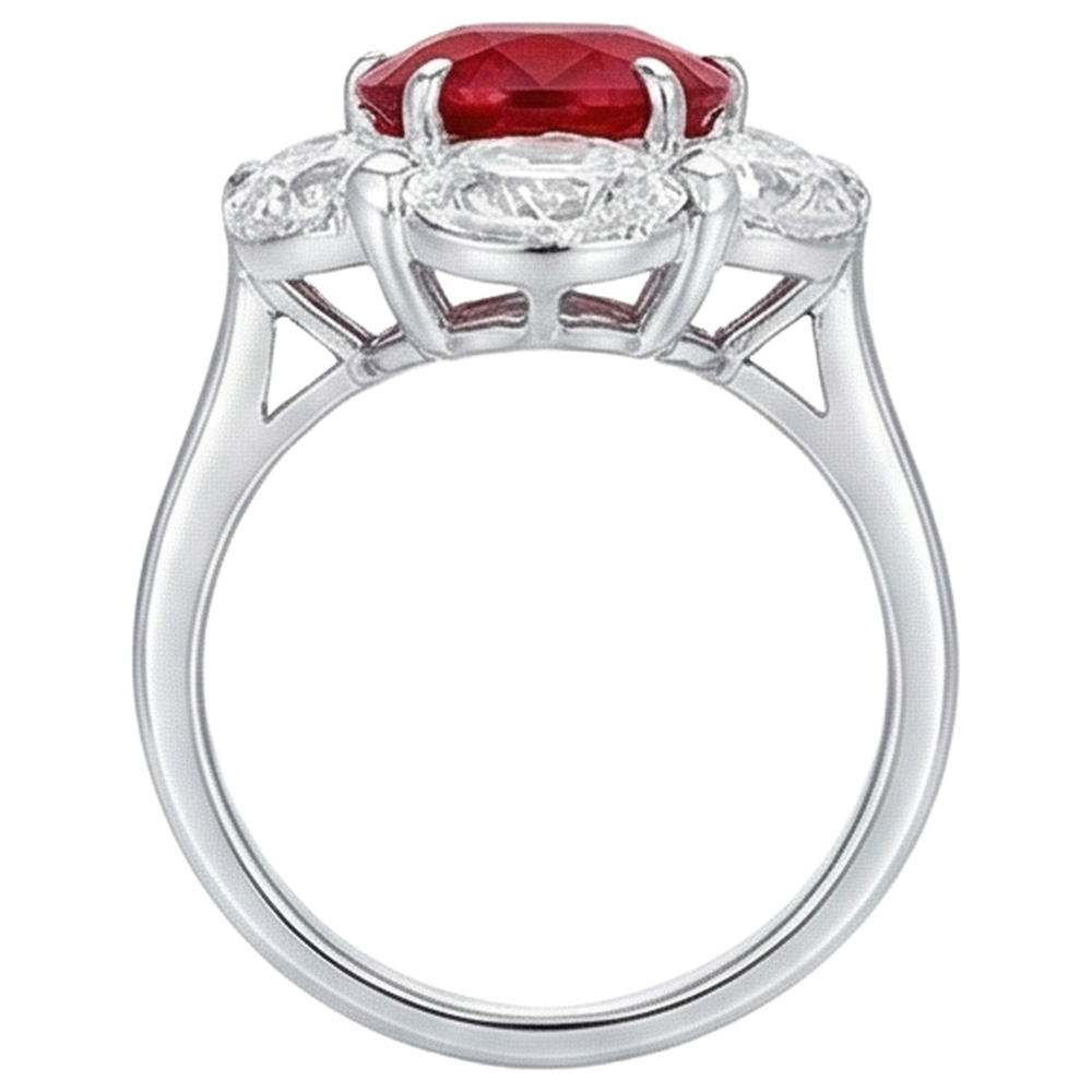 3.60 Ct Oval Cut Ruby Natural Earth Mined Diamond ( Not Lab Grown ) Ring New