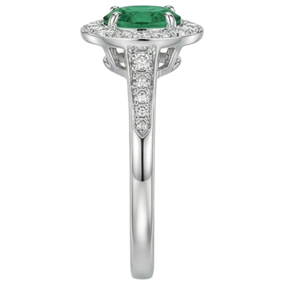 natural round emerald 3.75ct ring with diamond accents