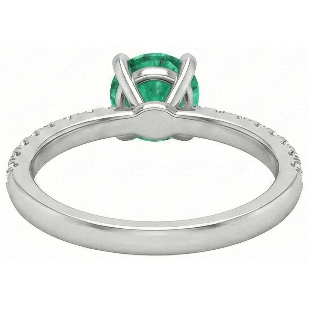 3.80 Carats Green Emerald And Natural Earth Mined Diamond ( Not Lab Grown ) s Ring White Gold 14K