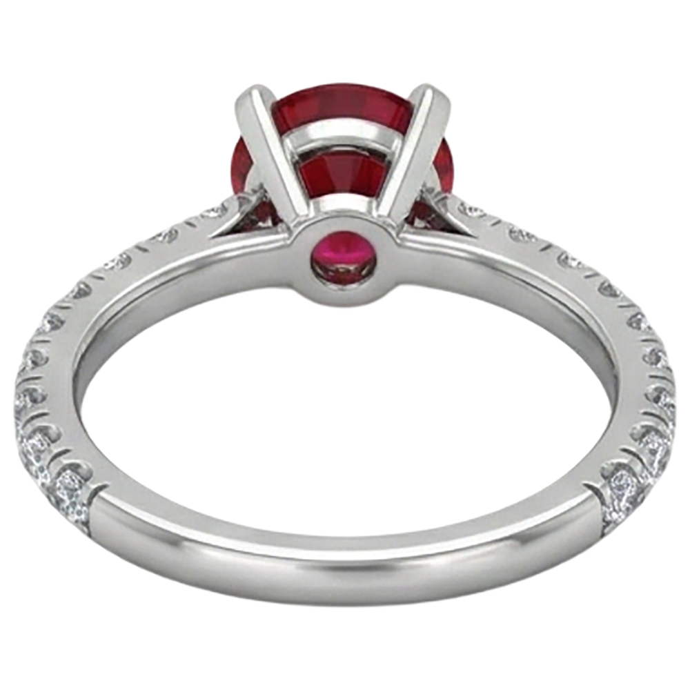 3.90 Carats Ruby And Natural Earth Mined Diamond ( Not Lab Grown ) s Ring White Gold 14K Prong Set