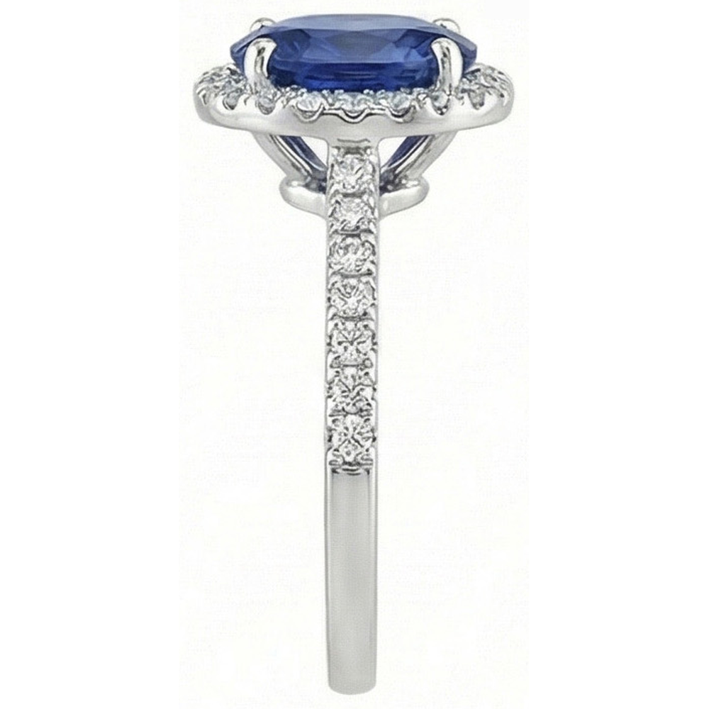 3 Ct Oval Sri Lankan Sapphire Natural Earth Mined Diamond ( Not Lab Grown ) Ring Solid Gold 14K