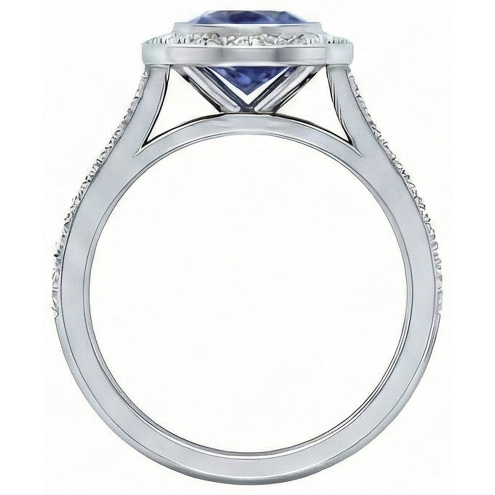 3 Ct Round Cut Ceylon Sapphire Natural Earth Mined Diamond ( Not Lab Grown ) s Ring White Gold 14K