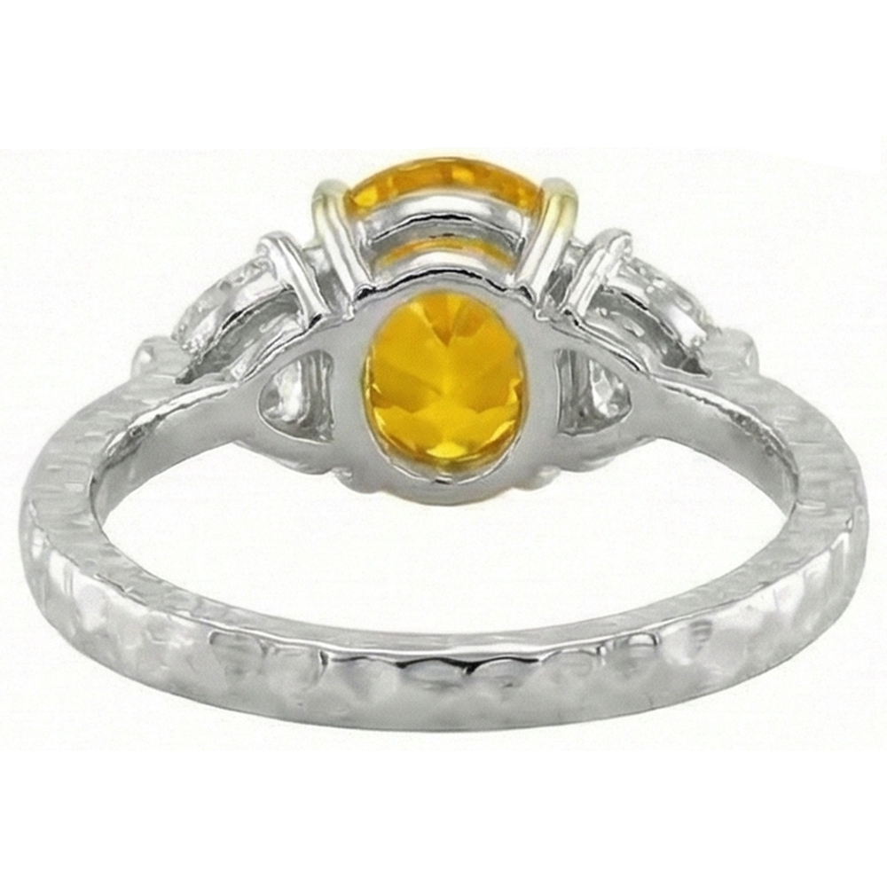 3 Stone 4.50 Ct. Oval Yellow Sapphire And Natural Earth Mined Diamond ( Not Lab Grown )s Ring White Gold