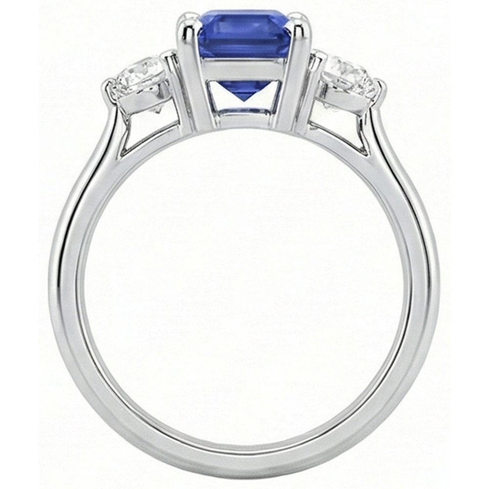 3 Stone Blue Sapphire Emerald Ring & Natural Earth Mined Diamond ( Not Lab Grown )s 3 Carats
