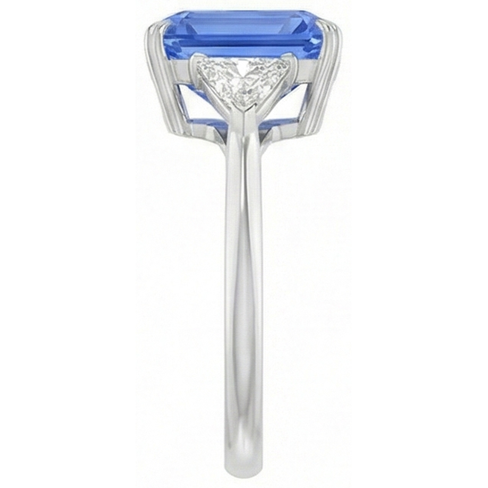 3 Stone Blue Sapphire Ring Small Trillion Natural Earth Mined Diamond ( Not Lab Grown )s Jewelry 2.75 Carats