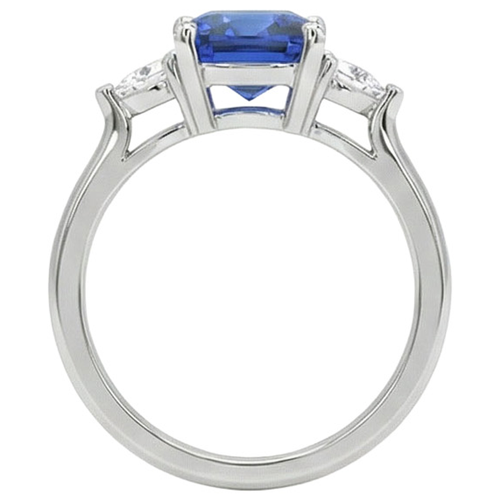 3 Stone Natural Earth Mined Diamond ( Not Lab Grown ) Engagement Ring With One Blue Sapphire 2.75 Carats New