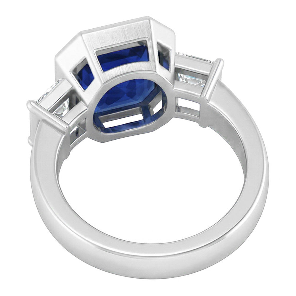 3 Stone Ring Emerald Blue Sapphire & Princess Natural Earth Mined Diamond ( Not Lab Grown )s 1.50 Carats