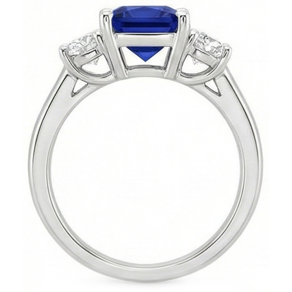 natural round sapphire 6ct ring close up detail