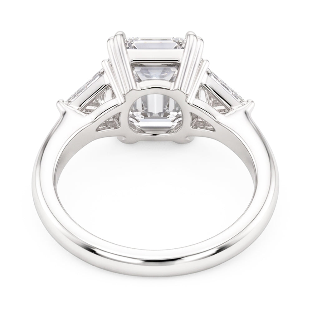 3 Stone Trillion & Emerald Natural Earth Mined Diamond ( Not Lab Grown ) Ring Double Prong Set 7.25 Carats