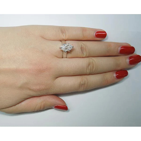 3.01 Carats Marquise Natural Diamond Solitaire Ring Women Jewelry New
