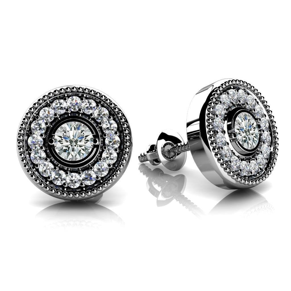 3.10 Carats Real Round Brilliant Cut Circle Women Earring White Gold 14K