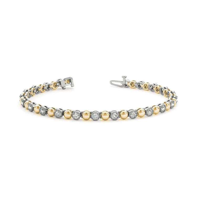 3.15 Carats Sparkling Brilliant Cut Natural Diamonds Bracelet Gold 14K