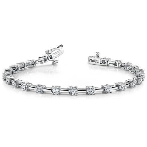 3.45 Carats Round Real Diamond Ladies Bracelet White Gold