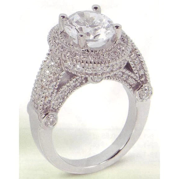 3.50 Carat Genuine Diamond Engagement Ring Luxurious Antique 14K