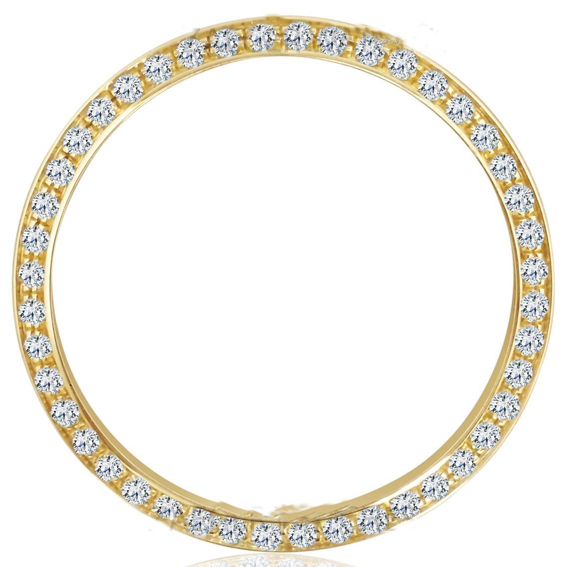 3.50 Carats 41 Mm Yellow Gold 14K Real Diamond Bezel To Fit Rolex Datejust Or Date Watch