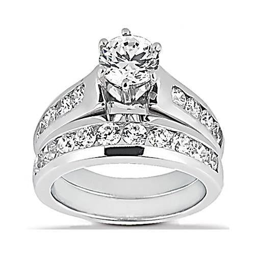 3.50 Carats Engagement Ring Set Genuine Sparkling Diamonds