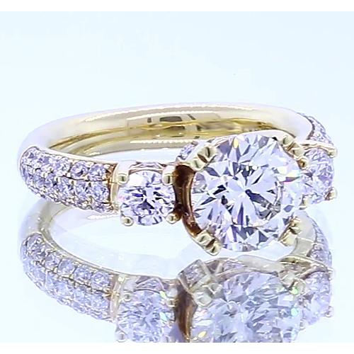 3.50 Carats Natural Diamond Round Engagement Ring  14K