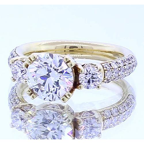 Natural Diamond Round Engagement Ring Yellow Gold 14K